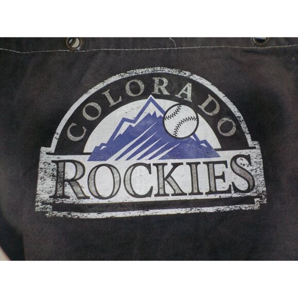 NWT Colorado Rockies MLB Black Denim Open Tote Bag - 20" x 6" X 11" Raw Edges - Picture 2 of 2